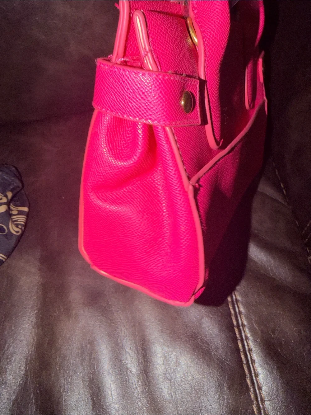 bebe Hot Pink Satchel with Gold Hardware